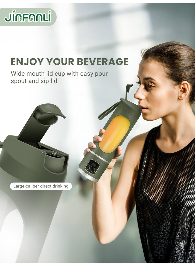 JINFANLI Portable Personal Electric USB Juicer，450ML Mini Blender Portable Blender For Shakes and Smoothies juice，12 Blades Great for Mixing，Compact、Convenient and Versatile (Green) - Image 5