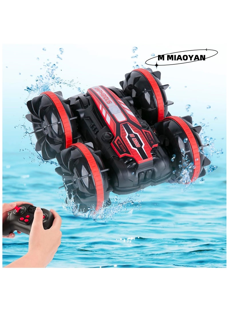 M MIAOYAN Amphibious RC Car - 2.4GHz Off-Road Stunt Truck All Terrain 4WD Remote Control Toy Land Water Vehicle with 360° Rotation for Kids - Image 1