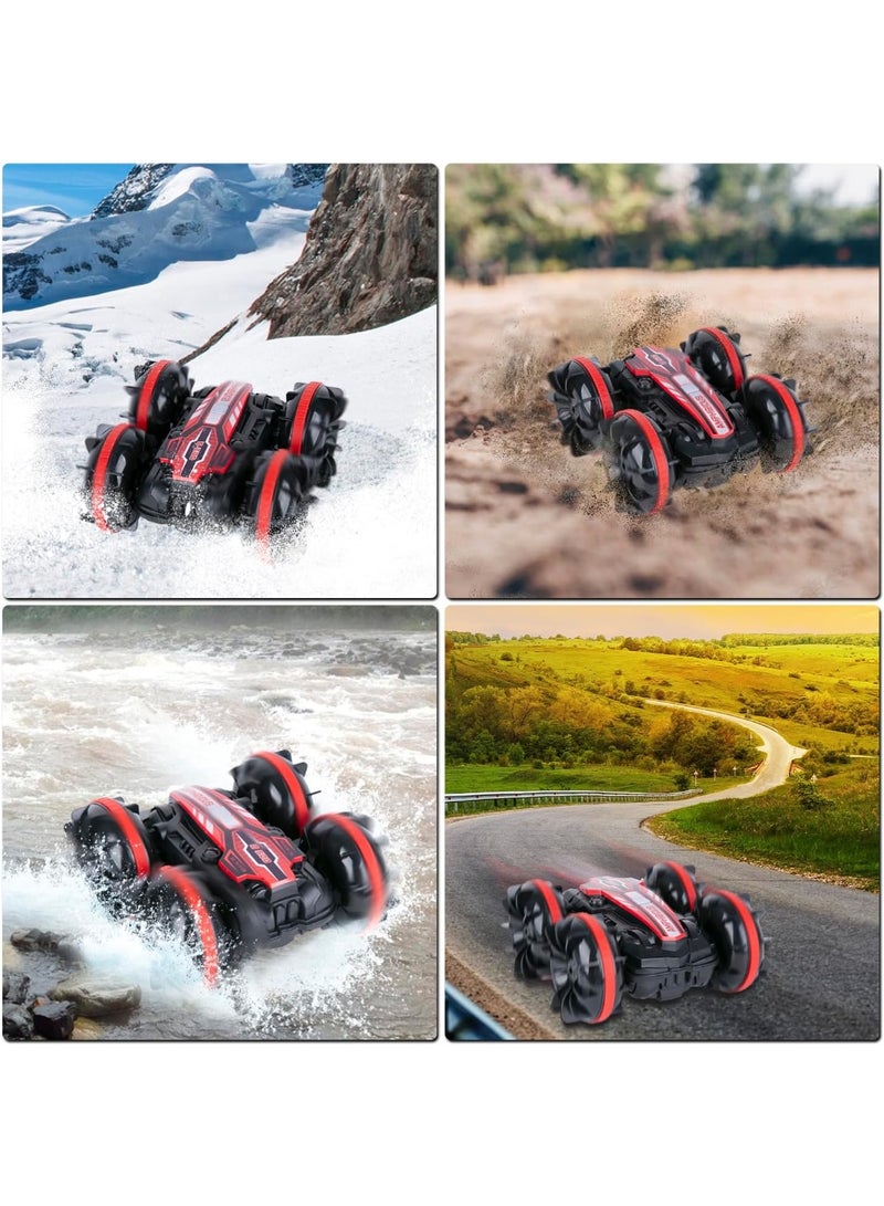 M MIAOYAN Amphibious RC Car - 2.4GHz Off-Road Stunt Truck All Terrain 4WD Remote Control Toy Land Water Vehicle with 360° Rotation for Kids - Image 2