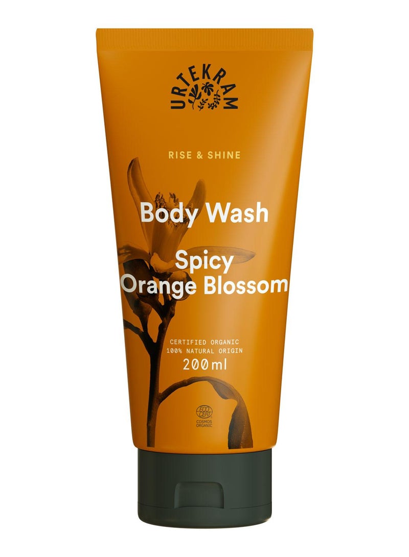 Urtekram Organic Spicy Orange Blossom Body Wash, 200 ml - 100% Organic and Vegan - Natural Ingredients