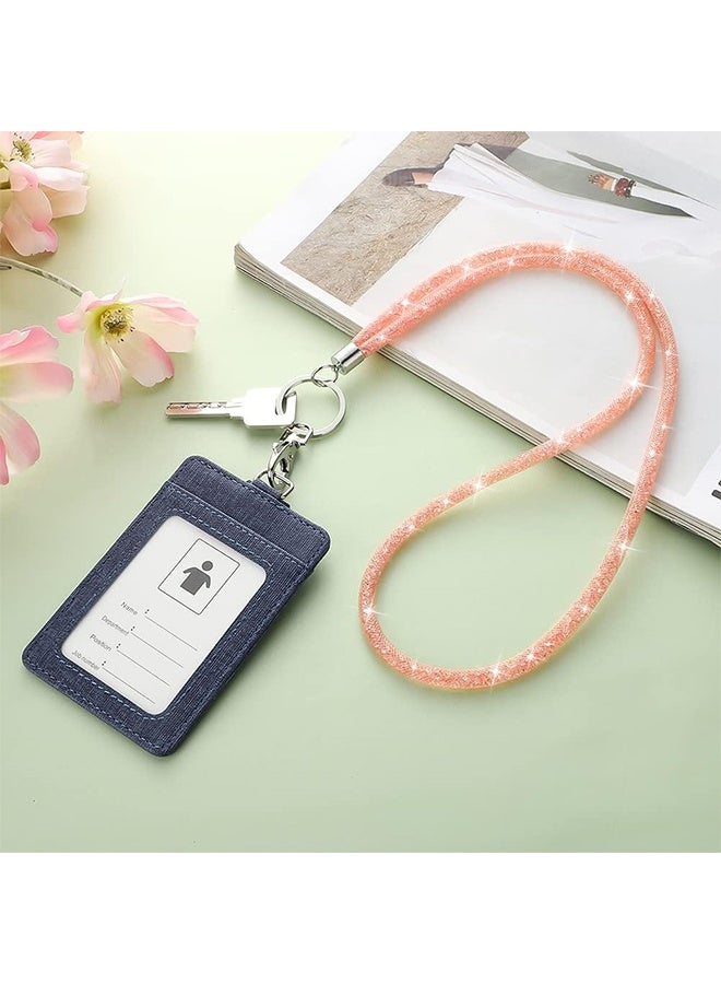 حبل كريستالي لامع، حزام رقبة للمكتب مع مشبك معدني وحلقة مفاتيح، سلسلة مفاتيح بحبل مرصع بأحجار الراين للنساء، بطاقة هوية، حزام مفاتيح - Image 4