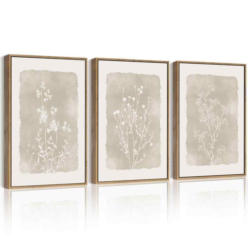 Drsoum Botanical Flower Wall Art Framed Vintage Floral Wall Prints Wildflower Neutral Rustic Bohemain Artwork Farmhouse Bedroom Ready to Hang 11x14in Natural Framed - Image 2