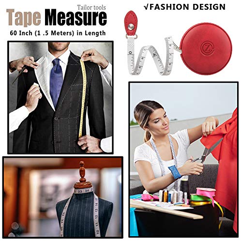 Z_جوده وثقه Sewing Tape Measure, Medical Body Cloth Tailor Craft Dieting Measuring Tape, 79 Inch/2 M Dual Sided Retractable Ruler with Push Button Round(1 Pack, Red) - Image 4