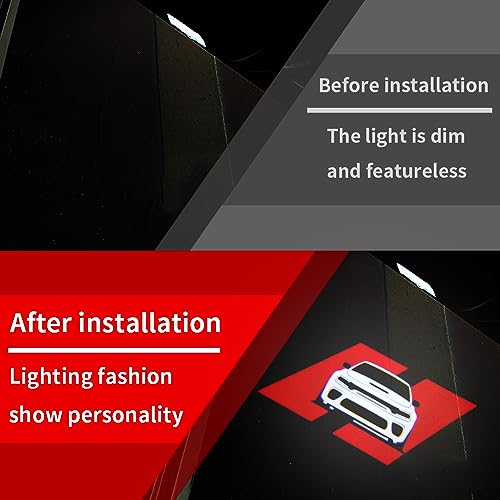uuakarin 2 PCS No-Fading Car Door Logo Lights Compatible for Charger 2010-present Courtesy LED Ghost Shadow Light Projector Lamps Accessories(red line) - Image 2