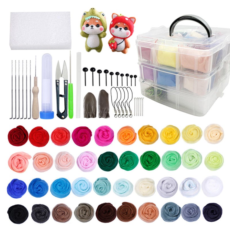 Mayboos Needle Felting Kit,Wool Roving 40 Colors Set,Needle Felting Starter Kit,Wool Felt Tools with Felting Tool Instruction Included for Felted Animal Needle Felting Supplies - Image 1