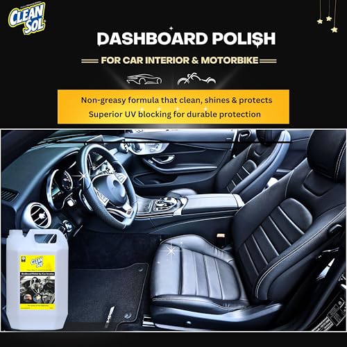 Cleansol Dashboard Polish for Car Interior & Motorbike - 5 Litre | Shine & Protection for Plastic, Vinyl, Leather & Rubber | Cleaner & Restorer | Long-Lasting Gloss & UV Protection - Image 2