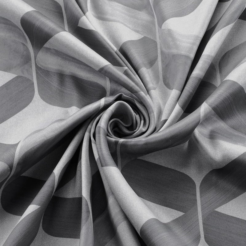 Deco Window Polyester Semi Blackout Curtains 7 Feet Long Set Of 2 Room Darkening EyeletGray 35X7Ft Curtains With Perfect Pleats Connected Eyelet For Bedroom And Living Room Geometric Opaque - Image 5