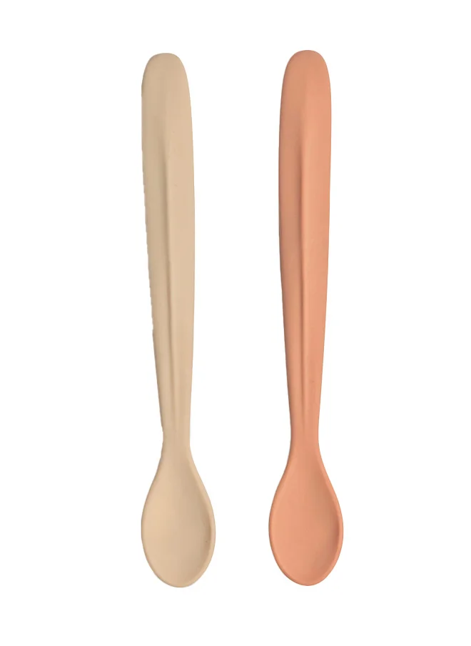 سترون Long Silicone Feeding Spoons Gentle And Safe For Your Little One'S Mealsblush Pink/Beige