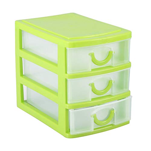 TARSHYRY Storage Box, Mini Drawer Organizer Plastic Container with Detachable Layers for Desk, Bedroom, Kitchen, Bathroom (3 layers green) - Image 1