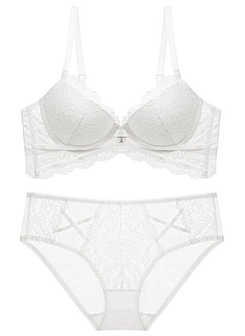 Comfy And Breathable Lace Adjust Bra And Panty Set White