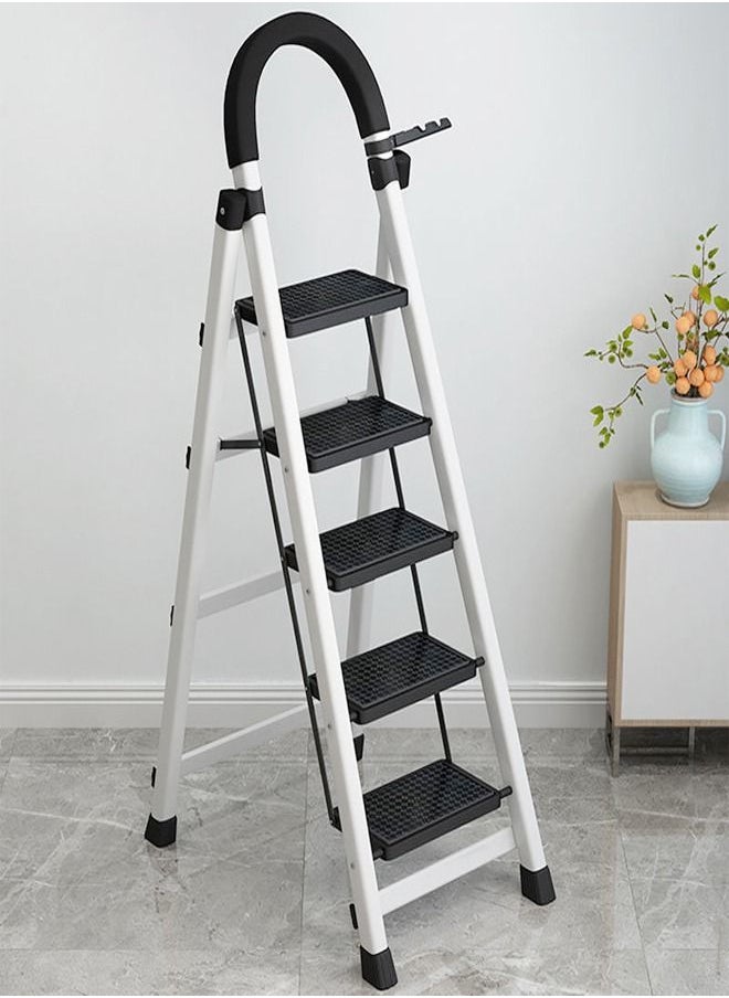 fashionhome 5 Steps Multifunction Household Indoor Folding Ladder and Storage Rack Suitable for Kitchen Home and Living Room 43 x 87 x 145 CM  - Image 1