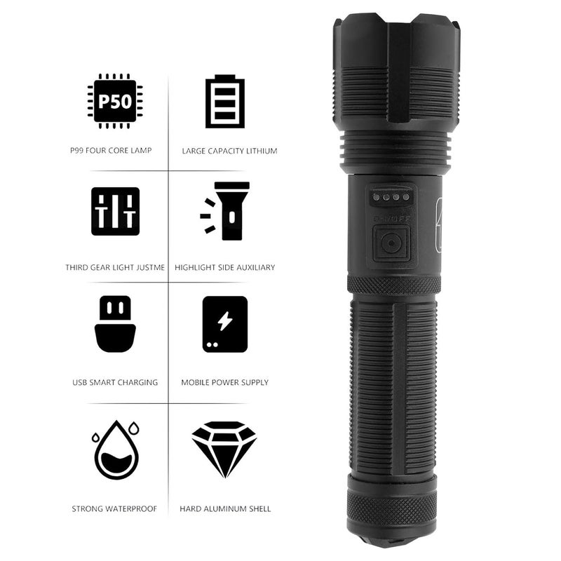 Azelf Powerful Tactical Flashlights 5 Modes LED Flashlight Adjustable Brightest Flashlight Waterproof Handheld Flash Light for Emergencies Camping Hiking - Image 3