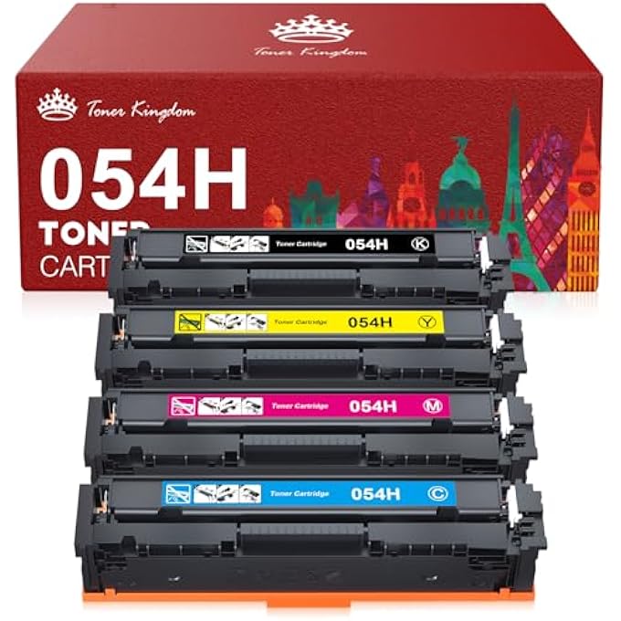 COMPATIBLE TONER CARTRIDGE REPLACEMENT FOR CANON CARTRIDGE 054 SET 054H FOR CANON MF641CW COLOR IMAGECLASS MF644CDW MF642CDW LBP622CDW - (BLACK, CYAN, MAGENTA, YELLOW) - Image 1