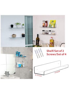Generic Acrylic Invisible Floating Bookshelf 15 Inch-Pack of 2 transparent  - Image 5