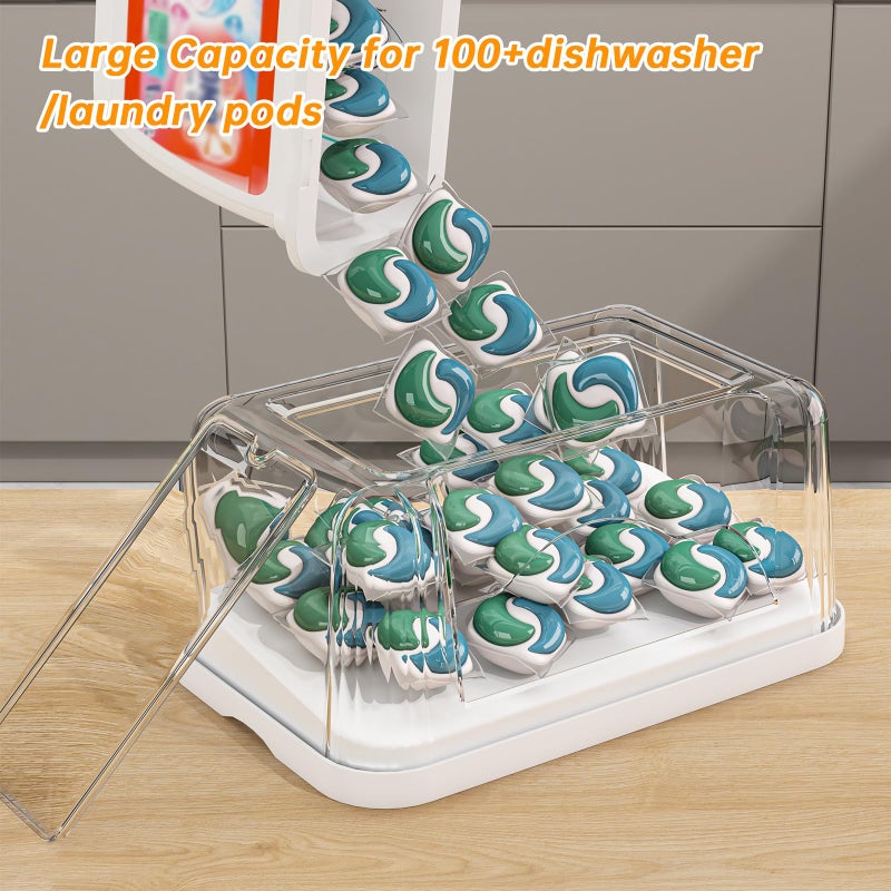 FELIZHOUSE 2-in-1 Trash Bag Holder Laundry & Dishwasher Pods Container,Garbage Bag Dispenser with Removable Lids,Kitchen Organizer and Under Sink Storage Box - Image 3