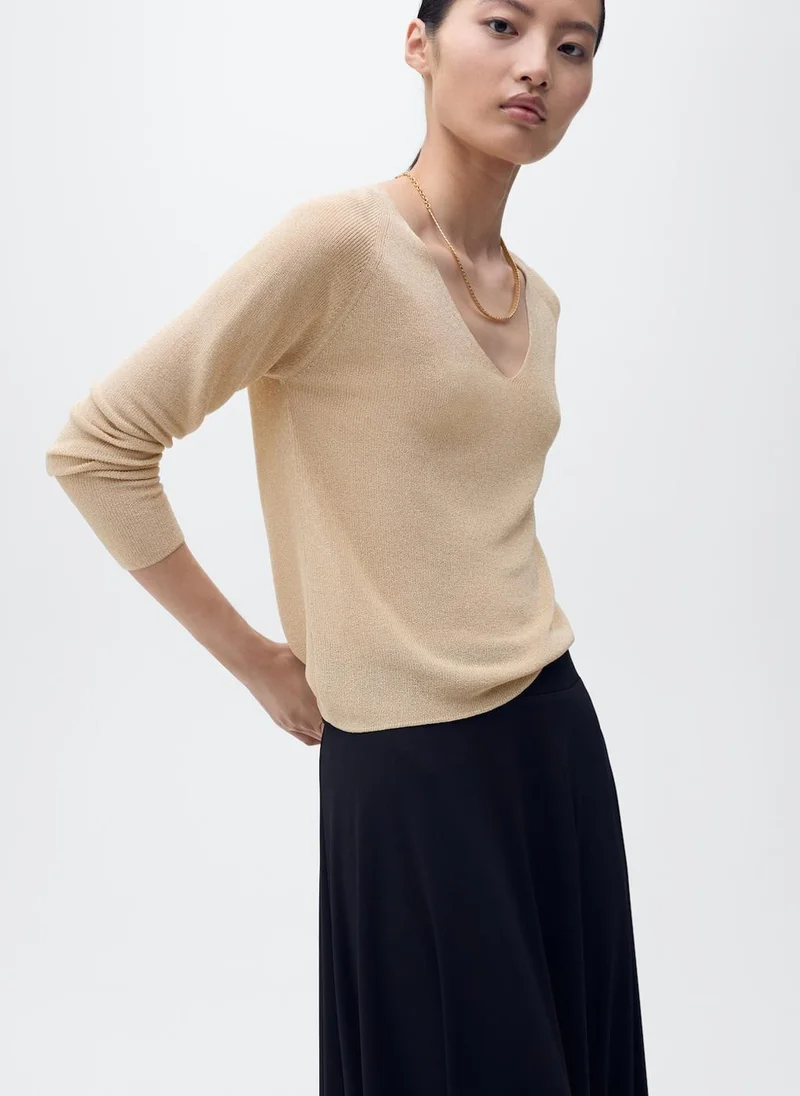 مانجو V-Neck Lurex Sweater