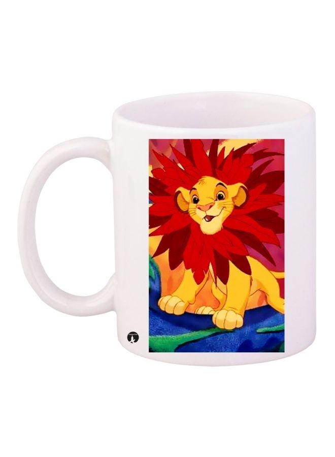 Cartoon Printed Coffee Mug White/Red/Yellow 11ounce