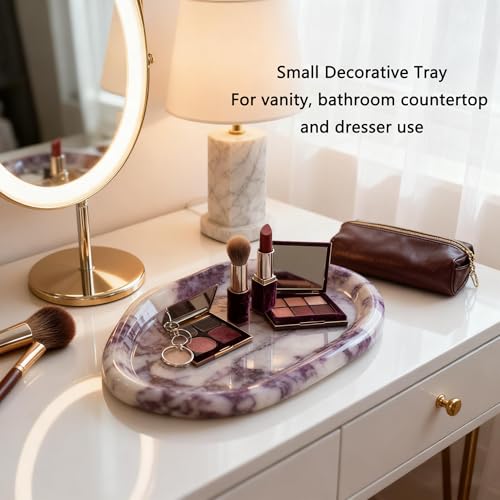 Artisanal Abode Natural Marble Vanity Tray, Small Irregular Marble Dish for Jewelry, Perfume, Keys and Bathroom Counter Decor, Decorative Stone Tray for Dresser and Nightstand - Image 4