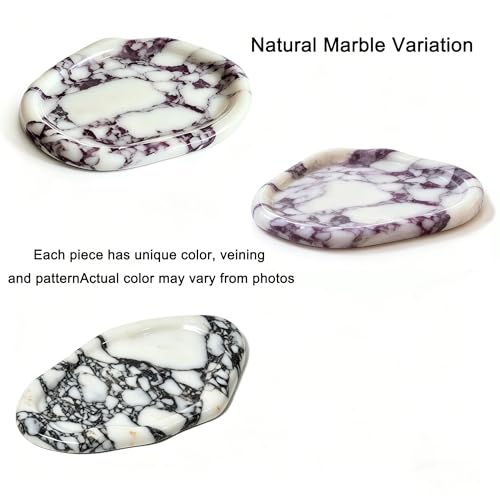 Artisanal Abode Natural Marble Vanity Tray, Small Irregular Marble Dish for Jewelry, Perfume, Keys and Bathroom Counter Decor, Decorative Stone Tray for Dresser and Nightstand - Image 3