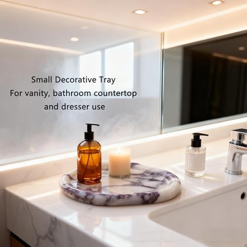 Artisanal Abode Natural Marble Vanity Tray, Small Irregular Marble Dish for Jewelry, Perfume, Keys and Bathroom Counter Decor, Decorative Stone Tray for Dresser and Nightstand - Image 5