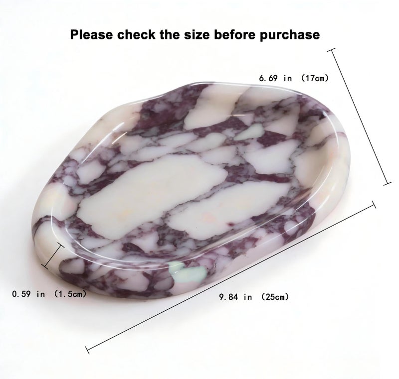 Artisanal Abode Natural Marble Vanity Tray, Small Irregular Marble Dish for Jewelry, Perfume, Keys and Bathroom Counter Decor, Decorative Stone Tray for Dresser and Nightstand - Image 2