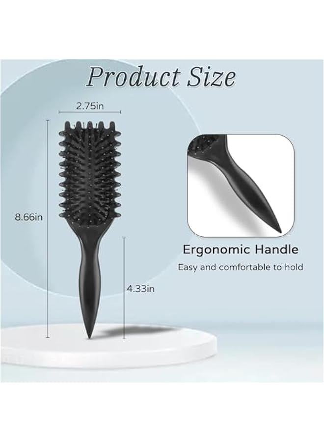 HOOKOR Curl Defining Brush,Curl Define Styling Brush.Combing,Shaping and Defining Curls For Women and Men Less Pulling,Through All Hair Types (Black) - Image 3
