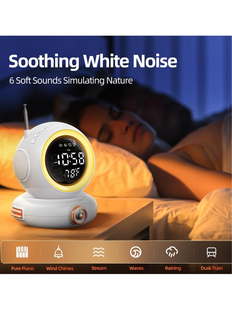Captaintech Sunrise Alarm Clock with Sunrise Simulation Wake Up Light - Remote Control, Astronaut Dual Alarms, Wireless Speaker, 6 Natural Sounds, FM Radio - Ideal Gifts for Kids and Teens - Image 5