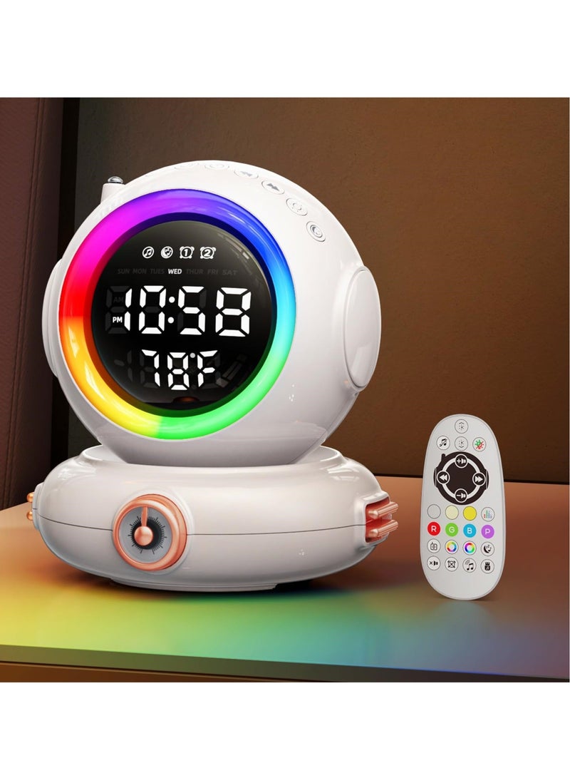 Captaintech Sunrise Alarm Clock with Sunrise Simulation Wake Up Light - Remote Control, Astronaut Dual Alarms, Wireless Speaker, 6 Natural Sounds, FM Radio - Ideal Gifts for Kids and Teens - Image 1