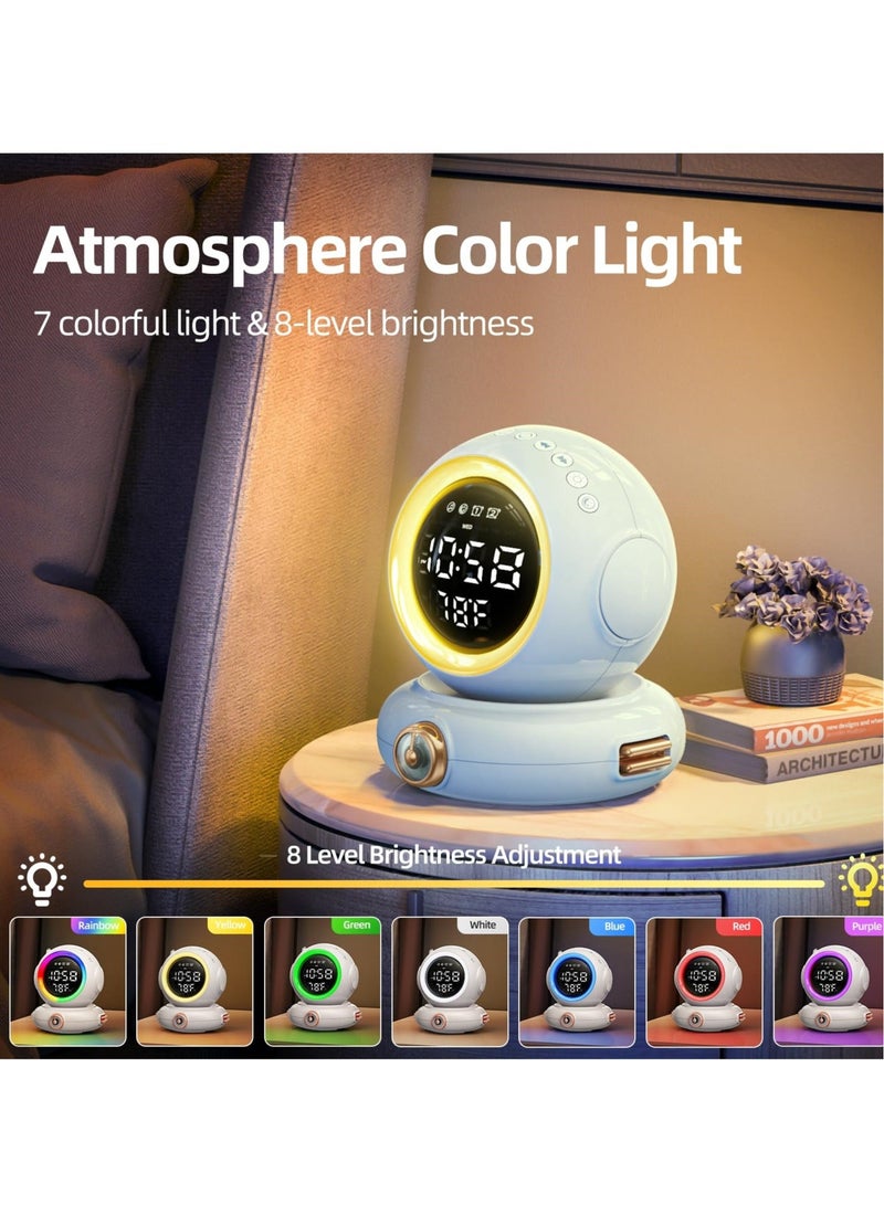 Captaintech Sunrise Alarm Clock with Sunrise Simulation Wake Up Light - Remote Control, Astronaut Dual Alarms, Wireless Speaker, 6 Natural Sounds, FM Radio - Ideal Gifts for Kids and Teens - Image 2