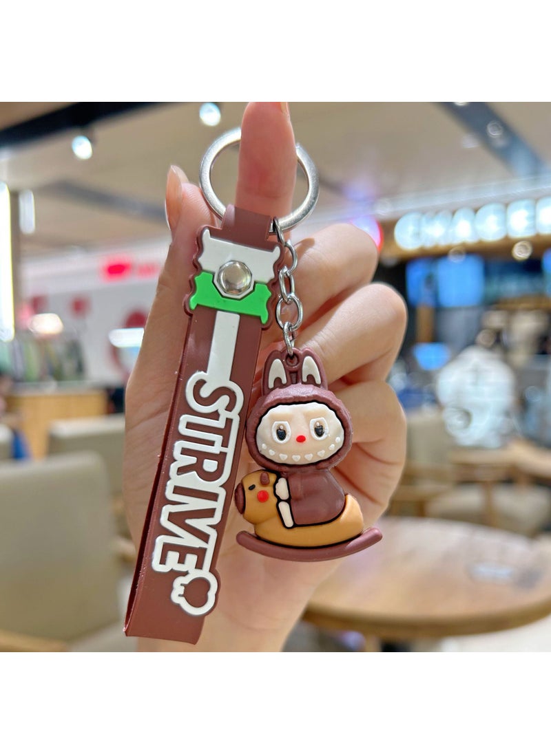 Generic Labubu Cartoon Sheep Silicone Keychain Accessory Brown-therel labubu 