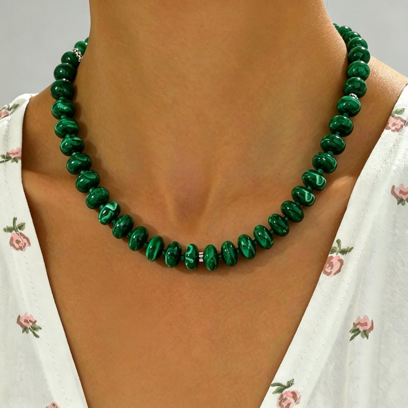 Jewelry Geometric Dopamine Colorful Handmade Beaded Necklace Versatile High-End Clavicle Chain Accessory - Image 1