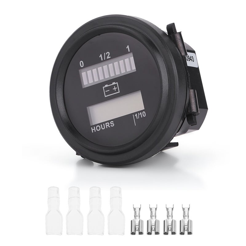 12V/24V/36V/48V/72V LED Digital Battery Indicator Gauge with Hour Meter for Golf Cart - Image 1