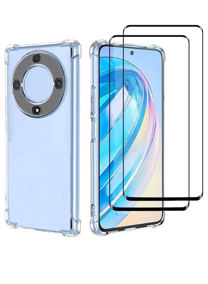 ELTRAZONE [1+2] Clear Case for Honor X9a 5G – Includes 2 Tempered Glass Screen Protectors, Slim Design with Four-Corner Airbags - Image 1