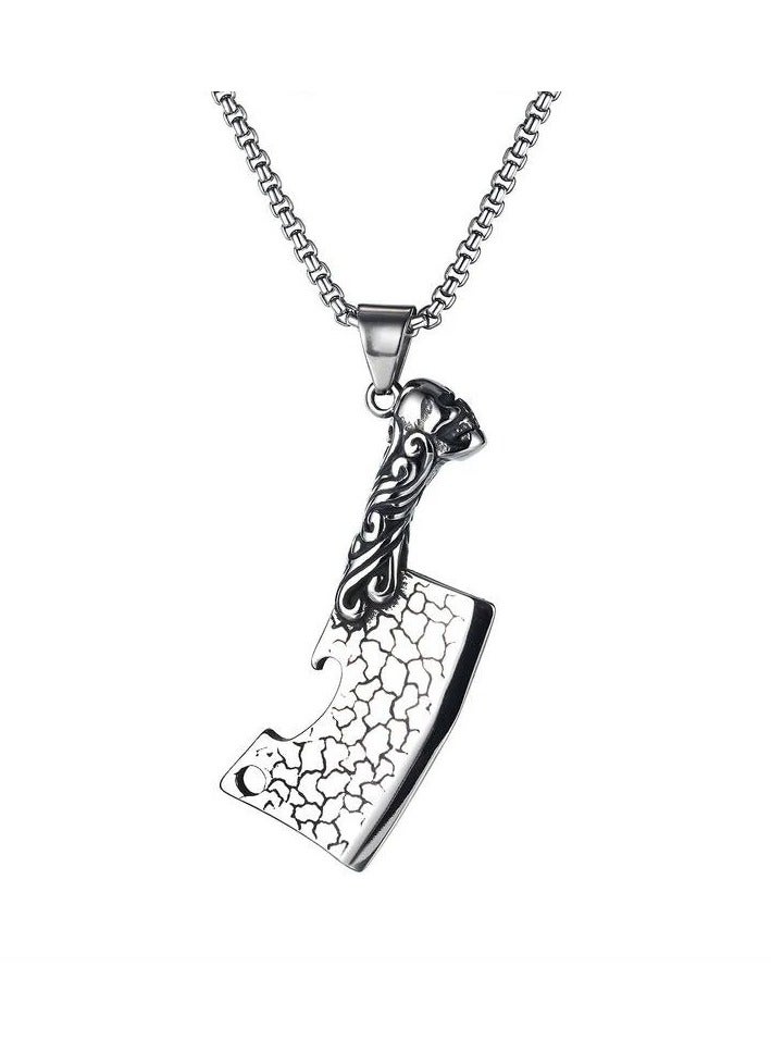 The Black Pearl Accessories Meat Cleaver Stainless Steel Silver Pendant Necklace For Him - Image 1