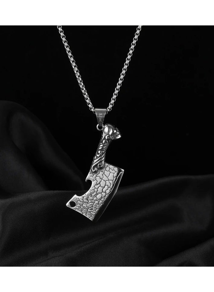 The Black Pearl Accessories Meat Cleaver Stainless Steel Silver Pendant Necklace For Him - Image 3