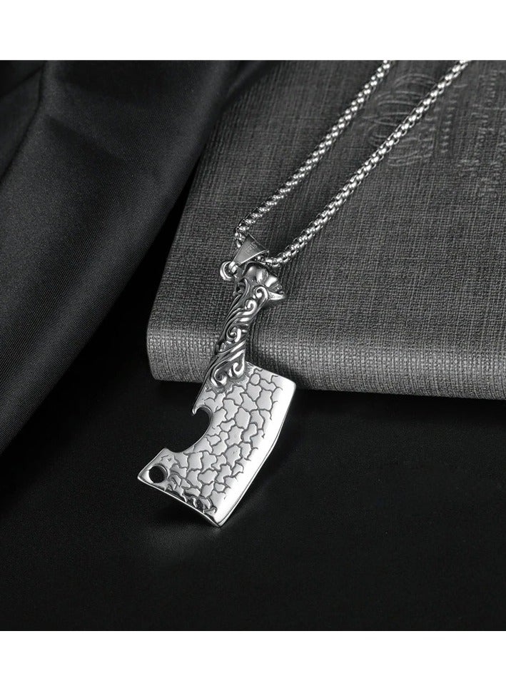 The Black Pearl Accessories Meat Cleaver Stainless Steel Silver Pendant Necklace For Him - Image 5