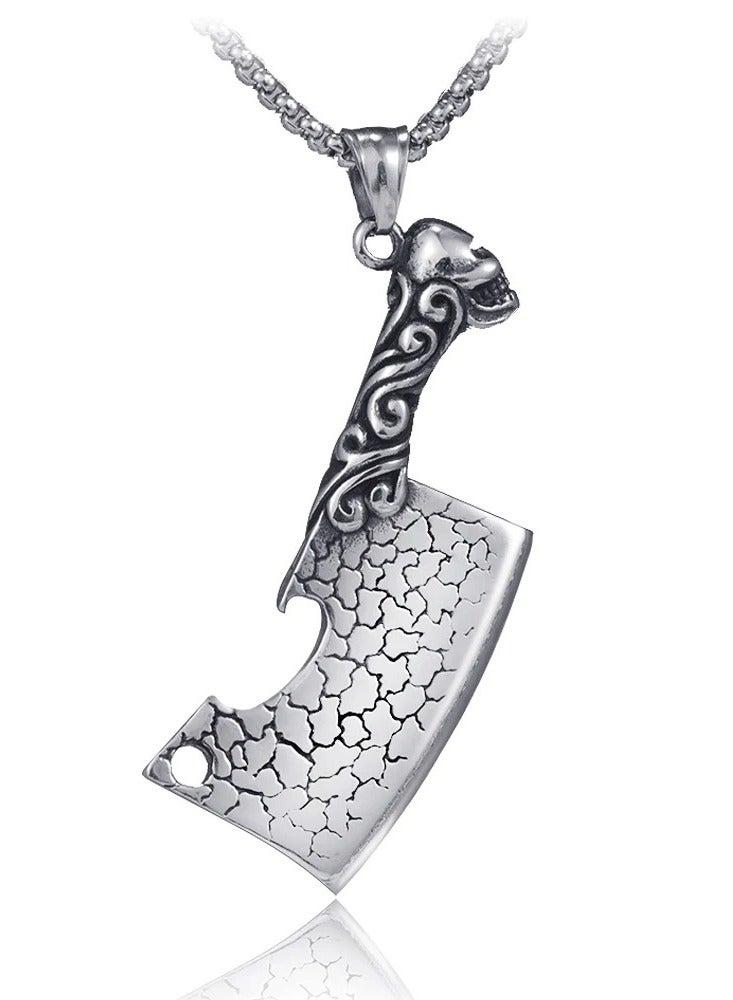 The Black Pearl Accessories Meat Cleaver Stainless Steel Silver Pendant Necklace For Him - Image 2