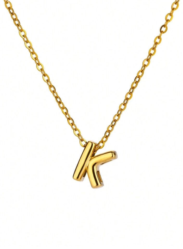 إيكوال سلسال نسائي أنيق مصنوع من الاستانلس ستيل مطلي باللون الذهبي بتصميم حرف - Image 2