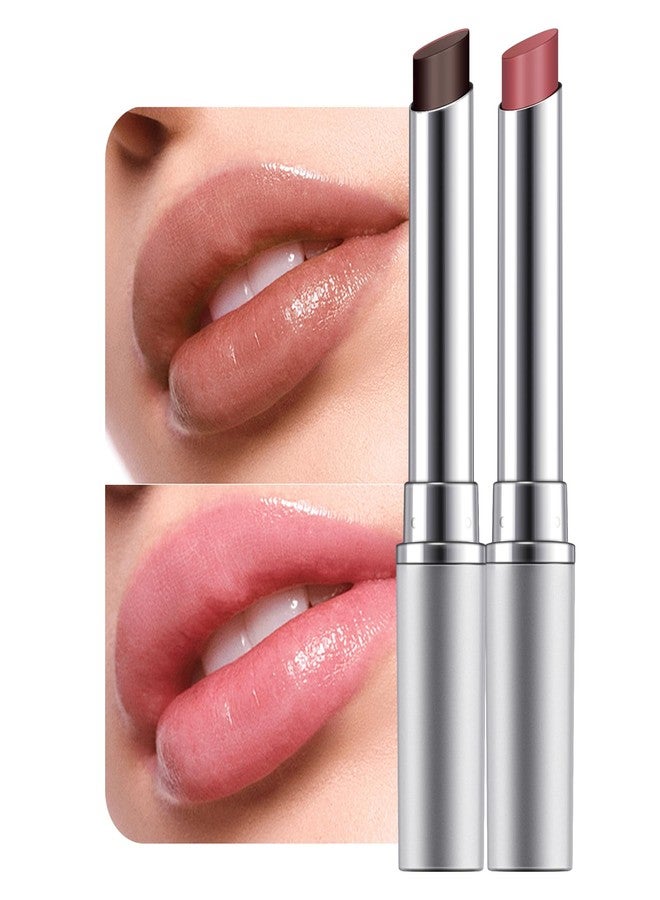 URQT 2Pcs Black & Pink Honey Lipstick Tinted Lip Balm - Moisturizing Sheer Lip with Natural Shine, Hydrating & Lightweight Lip Tint, Long-Lasting Dark Cherry Tinted Balm Lip Stain (Black & Pink, 2) - Image 1