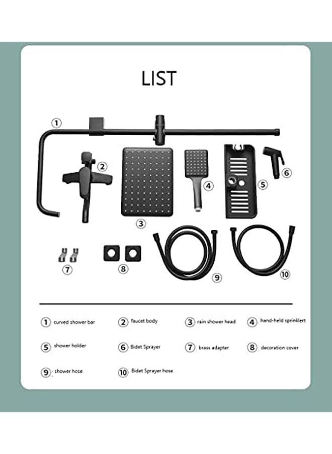 Arabest - Shower Set,Shower Kit 8-Inch Shower Head with Handheld Including Rough-In Valve Body,Storage Rack and Trim Bathroom Rainfall Shower Kit Square - Image 1