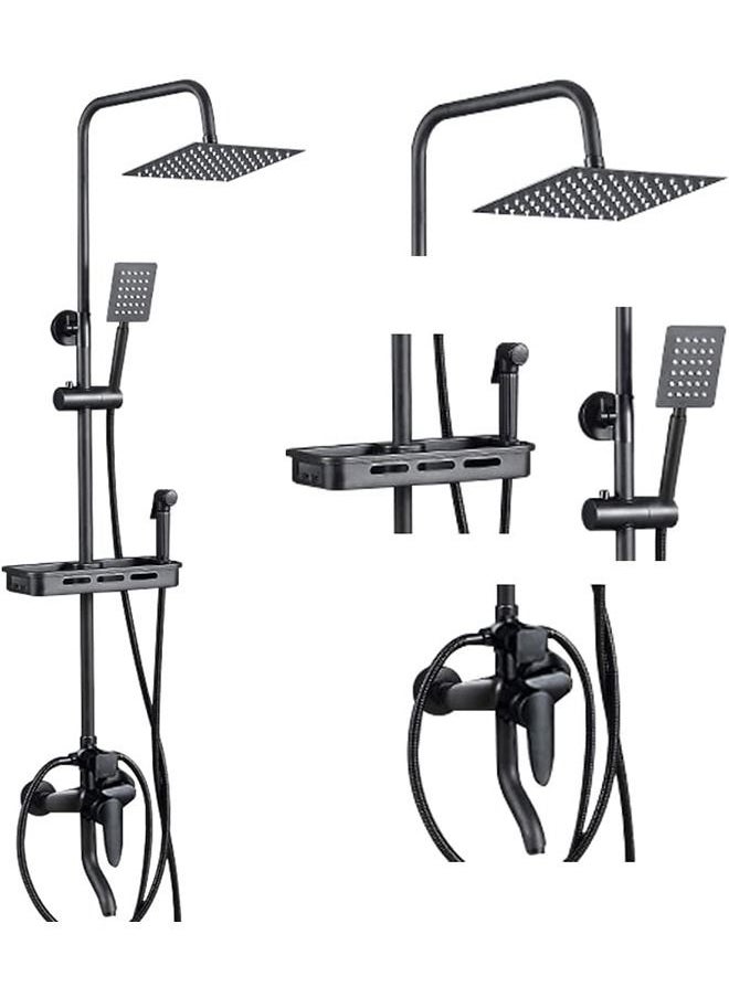 Arabest Shower Set,Shower Kit 8-Inch Shower Head with Handheld Including Rough-In Valve Body,Storage Rack and Trim Bathroom Rainfall Shower Kit Square  - Image 1