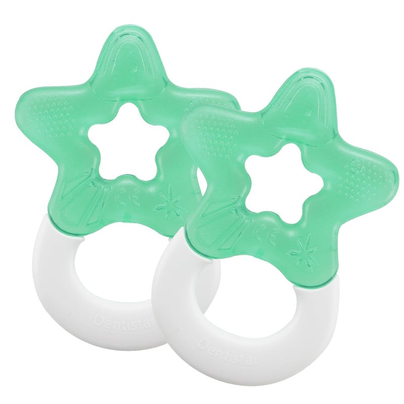 TalkTools Dentistar Cool Teething Star Pack of 2, Teething Baby Toy for Infants Aged 3+ Months, Soft Silicone Baby Teething Ring for Tooth and Gum Pain Relief - Mint - Image 1