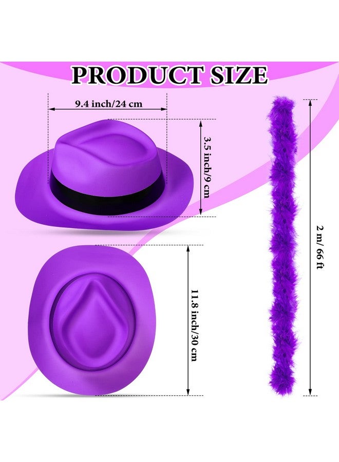 JaGely 48 Pieces Neon Party Supplies 24 Neon Gangster Hats 24 Pcs Colorful Feather Boas For Glow In The Dark Party 80'S Style Dressing Up Party Carnival Mardi Gras Halloween Birthday Party Decoration - Image 4