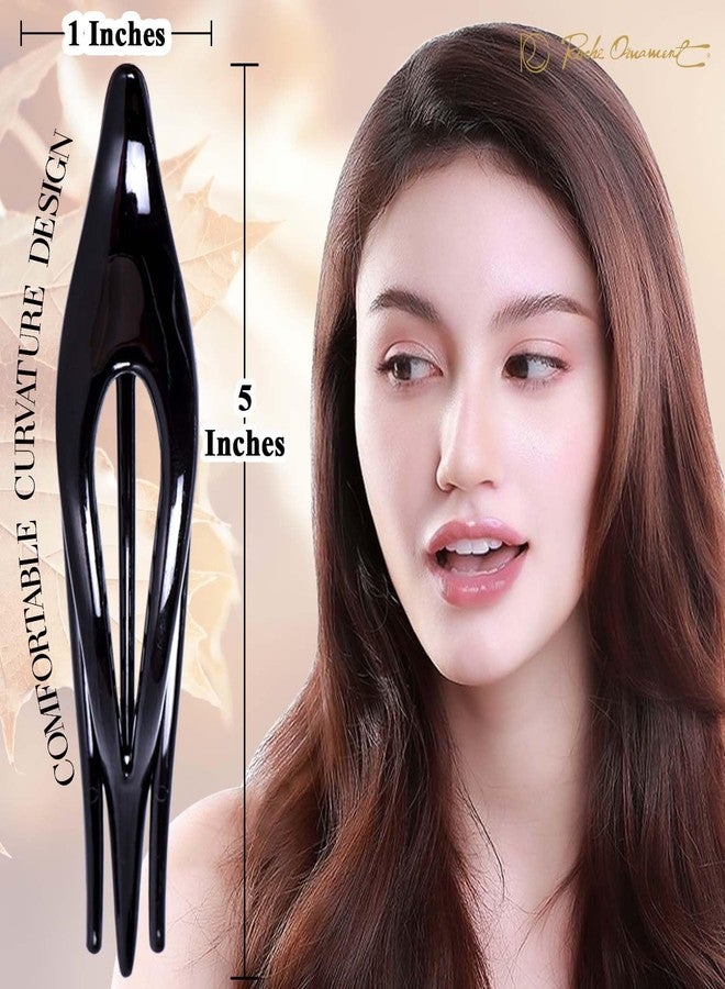 RC ROCHE ORNAMENT 6 Pcs Womens Thin Curved Eyelet Side Slide No Slip Hair Clip Comfortable French Concord Duck Bill Pin Teeth Strong Hold Grip Beauty Accessory, Medium Black and White - Image 2