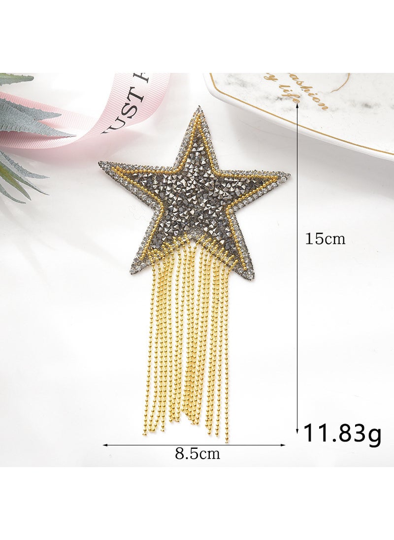 Generic New Creative Tassel Patch Fashion Mix Color Rhinestone Hotfix Star 6 mine Gray 