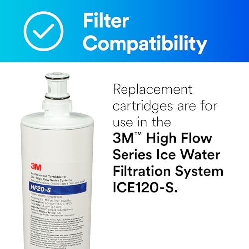 Aqua pure 3M Water Filtration Replacement Cartridge for Commercial Ice Maker Machines HF20-S for High Flow Series ICE120-S, Reduces Sediment, Microplastics, Chlorine Taste and Odor, Cysts, Inhibits Scale - Image 2
