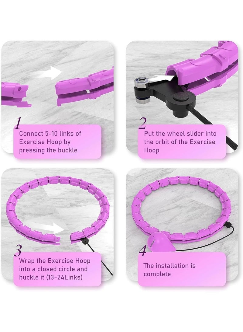 سبورت كيو طوق هولا ذكي لإنقاص الوزن، طوق هولا للتخسيس قابل للتعديل بـ 28 عقدة مع كرة مرجحة | طوق تدليك يدور تلقائيًا بزاوية 360 درجة لحرق دهون البطن، وتنحيف الخصر، واللياقة البدنية المنزلية | طوق تمرين هادئ وآمن للنساء والرجال - Image 2