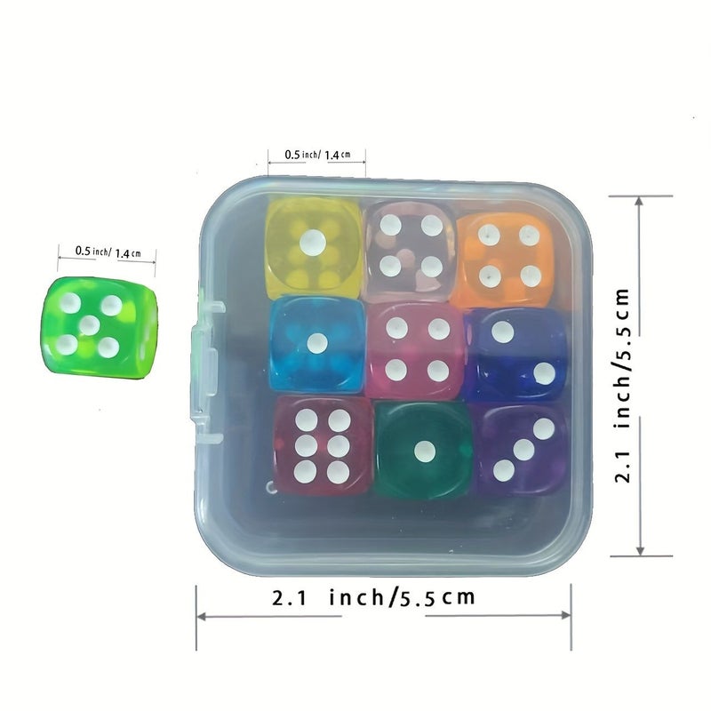 9 Pcs 14mm Dice Set Random Mixing Colors Perfect for Math Games And Gaming Enthusiasts - Image 3