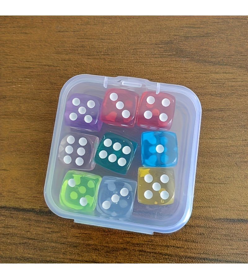 9 Pcs 14mm Dice Set Random Mixing Colors Perfect for Math Games And Gaming Enthusiasts - Image 5