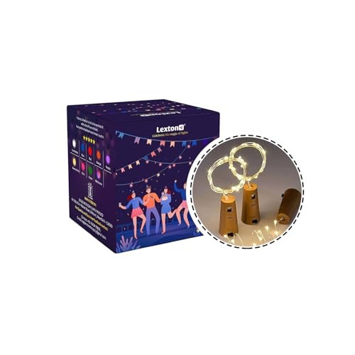 Lexton 20 LED Wine Bottle Cork Lights Copper Wire String Lights, 2M/7.2FT Battery Powered DIY (Warm White, 1 Piece) (Lex-Cork-String-Light) - Image 1